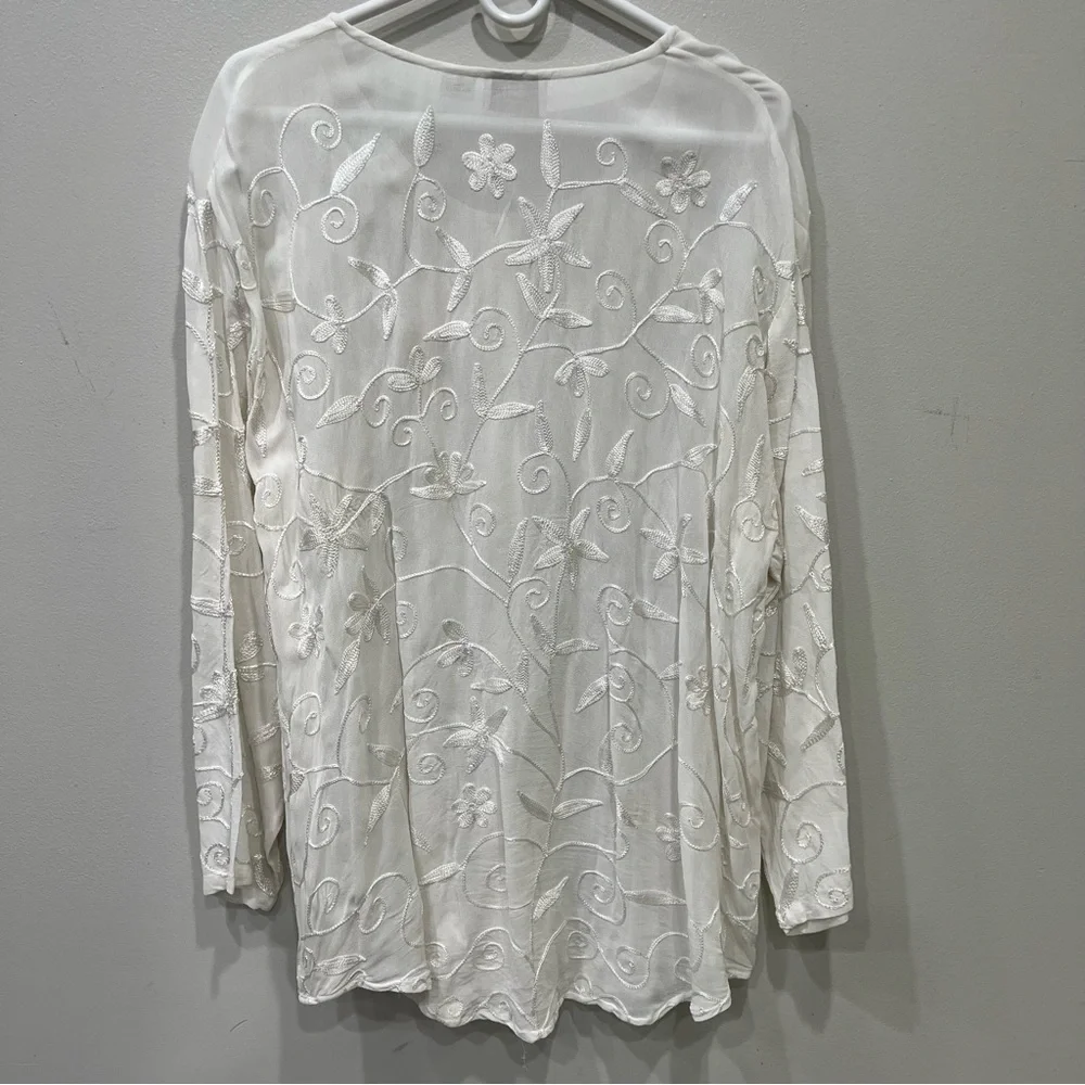 Soft Sorroundings Embroidered Button Down Top Women’s Size Large